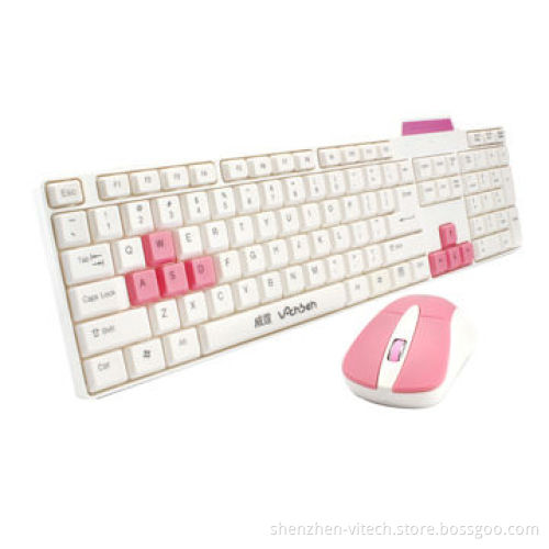 Wireless keyboard and mouse combo, 10m working distance, fashion and ergonomic design
